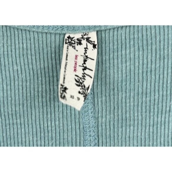 Free People Intimacy Ribbed Jersey Henley With Snaps Green XS - Picture 6 of 11
